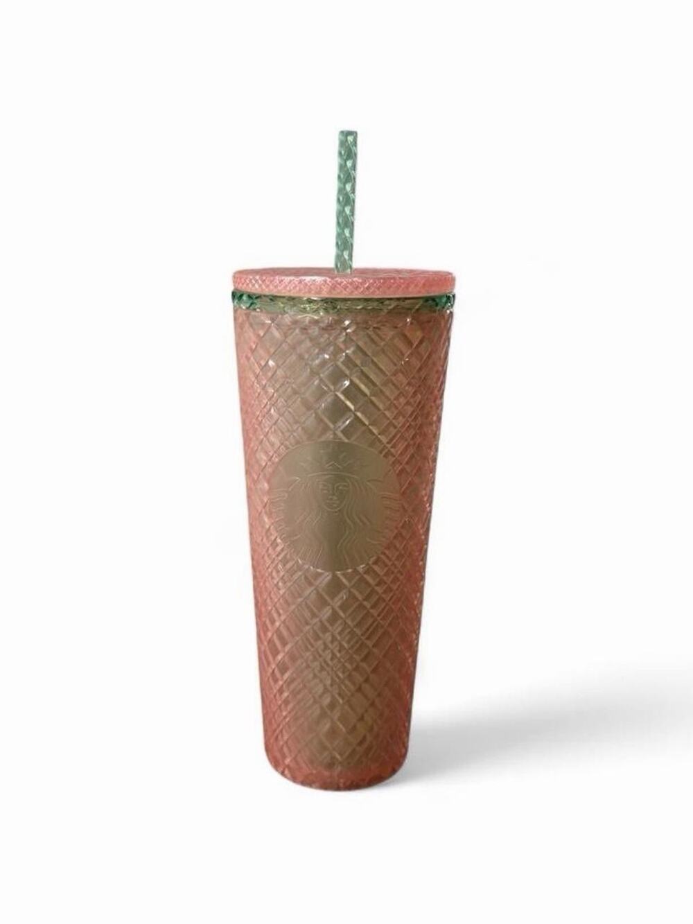 Starbucks 2023 Summer Jeweled Pearl Pink Green Venti 24oz Cold Cup Tumbler NWT